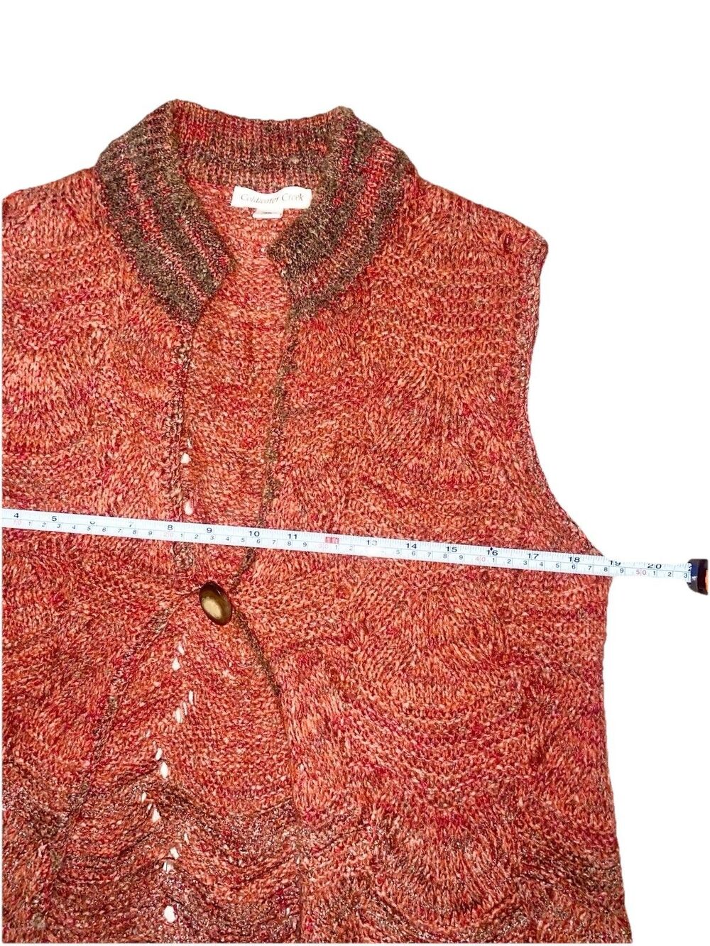 Coldwater Creek Whimsygoth Fairycore Pointelle Knit Long Vest Ombre Earthy M - Picture 5 of 12